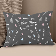 Load image into Gallery viewer, Personalized Archery Arrows And Hearts Throw Pillow Best Valentine Gifts TDM0784