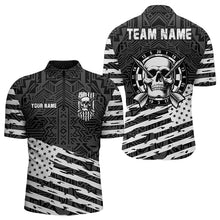 Load image into Gallery viewer, Personalized Black White US Flag Skull Dart Shirts For Men Custom Patriotic Cool Dart Team Jerseys TDM3275