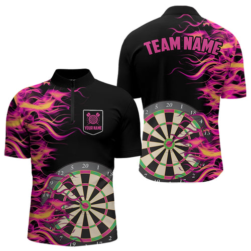 Pink Fire Flame Dart Shirt With Pocket For Men And Women Custom Dart Jerseys TDM1294