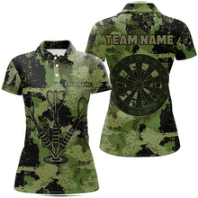 Load image into Gallery viewer, Custom Grunge Green Camo Darts Arrow Shirts For Women, Retro Darts Jerseys, Father&#39;s Day Darts Gifts TDM1660
