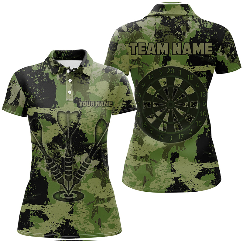 Custom Grunge Green Camo Darts Arrow Shirts For Women, Retro Darts Jerseys, Father's Day Darts Gifts TDM1660