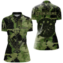 Load image into Gallery viewer, Custom Grunge Green Camo Darts Arrow Shirts For Women, Retro Darts Jerseys, Father&#39;s Day Darts Gifts TDM1660