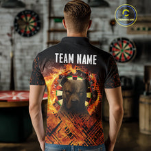 Load image into Gallery viewer, Personalized Fire Pitbull Dart Shirts For Men – Custom Flaming Darts Team Polo &amp; 1/4 Zip Jerseys TDM4056