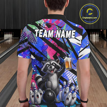 Load image into Gallery viewer, Funny Raccoon Colorful Graffiti Bowling Jersey For Men Custom Bowling Polo &amp; 1/4 Zip Team Shirts TDM6572