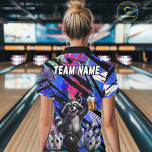 Load image into Gallery viewer, Funny Raccoon Colorful Graffiti Bowling Jersey For Women Custom Bowling Polo &amp; 1/4 Zip Team Shirts TDM6572