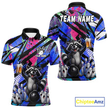 Load image into Gallery viewer, Funny Raccoon Colorful Graffiti Bowling Jersey For Men Custom Bowling Polo &amp; 1/4 Zip Team Shirts TDM6572