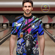 Load image into Gallery viewer, Funny Raccoon Colorful Graffiti Bowling Jersey For Men Custom Bowling Polo &amp; 1/4 Zip Team Shirts TDM6572