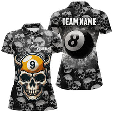 Load image into Gallery viewer, Personalized Billiard Jerseys 8 Ball &amp; 9 Ball Custom Funny Skull Pattern Billiard Shirts For Women TDM1871