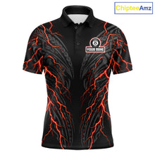 Load image into Gallery viewer, Thunder Lightning Tribal 8 Ball men's billiard polo shirt custom pool jersey, personalized billiards team apparel, tournament uniform