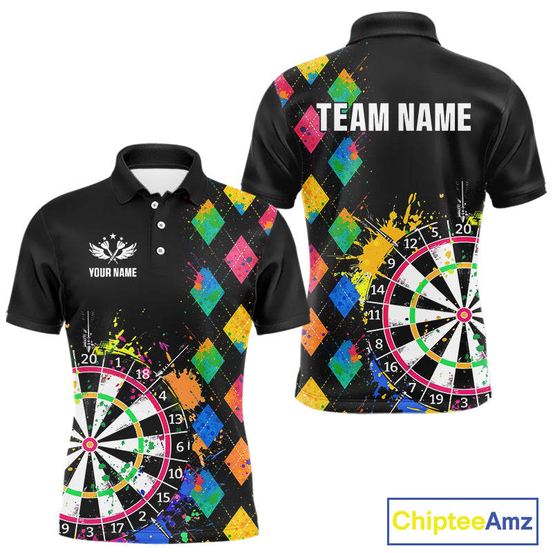 Custom Colorful Grunge Argyle Darts Shirt For Men Custom Darts Team Jersey, Funny Darts Gifts TDM4402