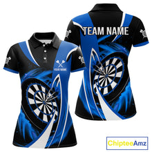Load image into Gallery viewer, Personalized Blue And Black Darts Shirt For Women Custom Darts League Team Polo &amp; 1/4 Zip Jerseys TDM4405