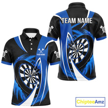 Load image into Gallery viewer, Personalized Blue And Black Darts Shirt For Men Custom Darts League Team Polo &amp; 1/4 Zip Jerseys TDM4405