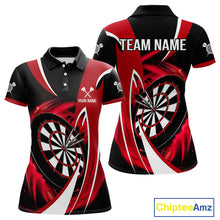 Load image into Gallery viewer, Personalized Red And Black Darts Shirt For Women Custom Darts League Team Polo &amp; 1/4 Zip Jerseys TDM4406