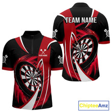Load image into Gallery viewer, Personalized Red And Black Darts Shirt For Men Custom Darts League Team Polo &amp; 1/4 Zip Jerseys TDM4406
