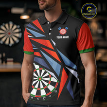 Load image into Gallery viewer, Personalized Red, Blue &amp; Black Darts Shirt For Men Custom Darts League Team Jersey Polo &amp; 1/4 Zip TDM4409