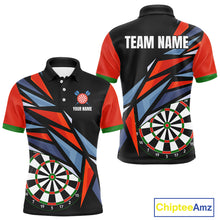 Load image into Gallery viewer, Personalized Red, Blue &amp; Black Darts Shirt For Men Custom Darts League Team Jersey Polo &amp; 1/4 Zip TDM4409
