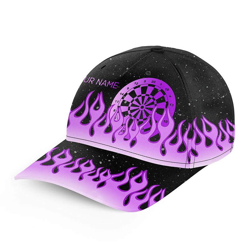 Purple Dartboard Fire Flame Darts Cap Custom Adjustable 3D Baseball Darts Hats Gift For Darts Player TDM2296