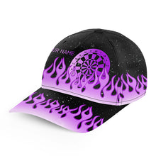 Load image into Gallery viewer, Purple Dartboard Fire Flame Darts Cap Custom Adjustable 3D Baseball Darts Hats Gift For Darts Player TDM2296