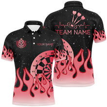 Load image into Gallery viewer, Red Dartboard Fire Flame Men Darts Polo &amp; Quarter-Zip Shirt Custom Team Jersey Darts Gifts TDM2297