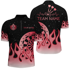Load image into Gallery viewer, Red Dartboard Fire Flame Men Darts Polo &amp; Quarter-Zip Shirt Custom Team Jersey Darts Gifts TDM2297
