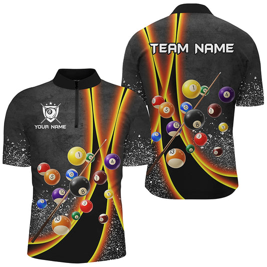 Personalized Grey Grunge Billiard Shirts For Men Custom 3D Billiard 8 Ball Pool Jerseys |Purple TDM2301