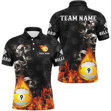 Load image into Gallery viewer, Personalized 9 Ball Pool Skull On Fire Billiard Shirts For Men, Funny 3D Printed Billiard Jerseys TDM2307
