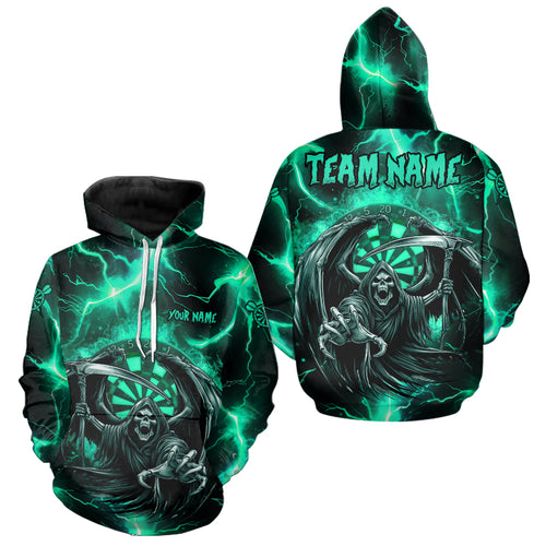 Personalized Turquoise Grim Reaper Darts Hoodie For Men And Women Custom Darts Team Jersey TDM2800