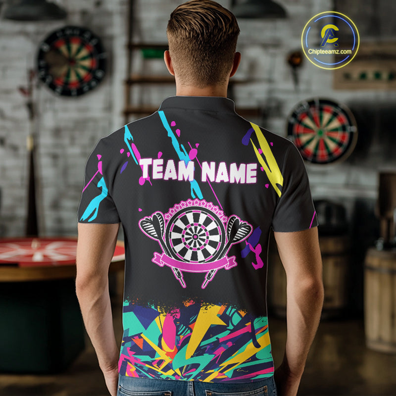 Funny Colorful Splash Dartboard Graffiti Style Darts Shirt For Men Custom Darts Team Jersey Outfit TDM5053
