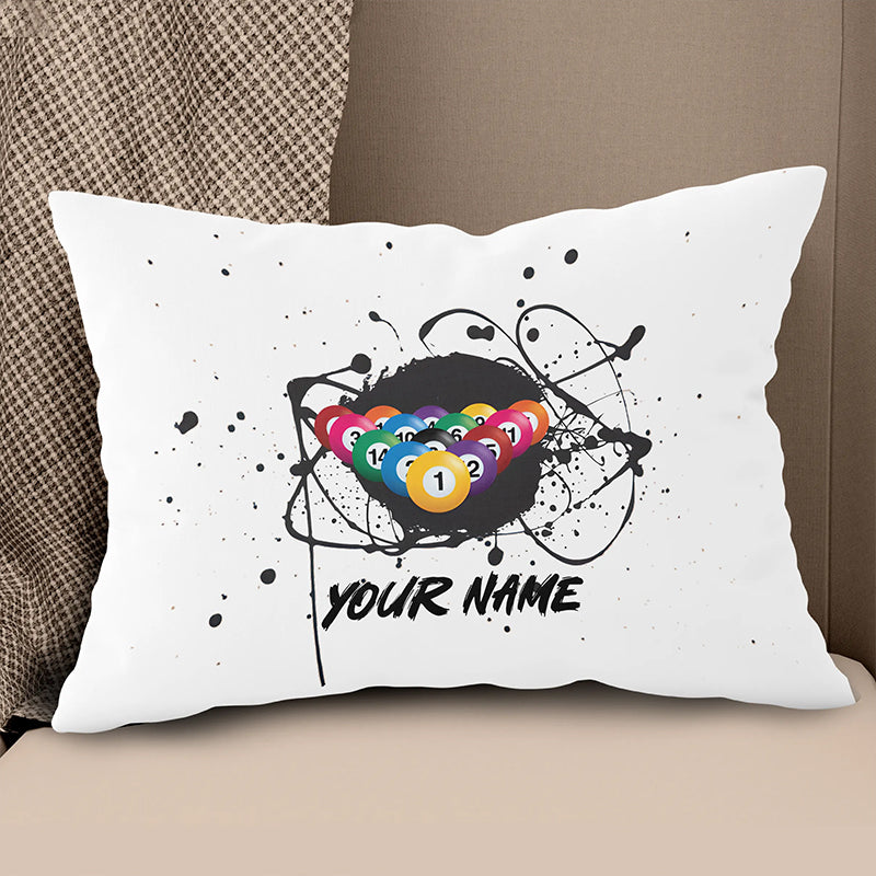 Custom Grunge Billiard Balls White Pillow, Personalized Pillows Billiard TDM0790