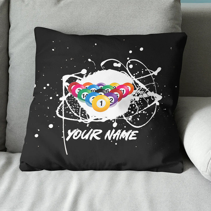 Custom Grunge Billiard Balls Black Pillow, Personalized Pillows Billiard TDM0791
