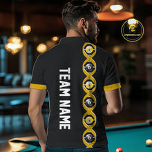 Load image into Gallery viewer, DNA Billiard 8 Ball &amp; 9 Ball Shirts For Men Custom Funny Pool Jerseys Team Polo &amp; 1/4 Zip |Yellow TDM5521