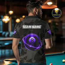 Load image into Gallery viewer, Custom Black And Purple 8 Ball Pool Eagle Paint Billiard Shirt For Men Team League Billiard Jersey TDM5523