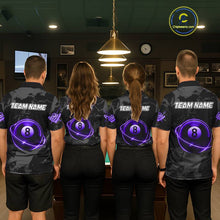 Load image into Gallery viewer, Custom Black And Purple 8 Ball Pool Eagle Paint Billiard Shirt For Men Team League Billiard Jersey TDM5523