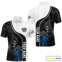 Load image into Gallery viewer, Blue Grim Reaper Darts Men Polo &amp; Quarter-Zip Custom Darts Shirts For Team Darts Jerseys TDM5524