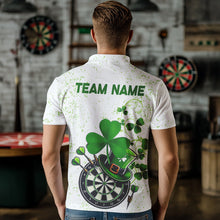 Load image into Gallery viewer, Luckiest  Green Shamrock White Grunge Dart Shirts For Men Custom St Patrick Day Dart Team Jerseys TDM3478