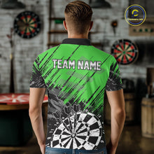 Load image into Gallery viewer, Green Black Grunge Dart Shirts For Men Custom Dart Jersey With Pocket Option TDM6382