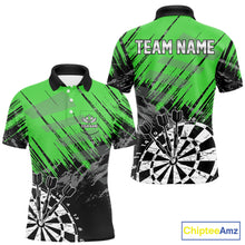 Load image into Gallery viewer, Green Black Grunge Dart Shirts For Men Custom Dart Jersey With Pocket Option TDM6382
