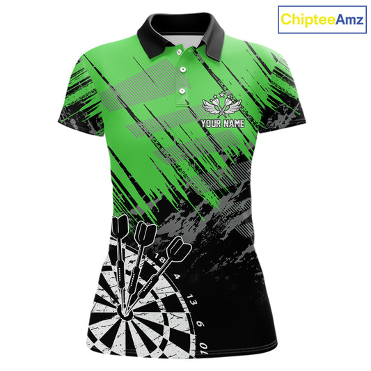 Green Black Grunge Dart Shirts For Women Custom Dart Jersey With Pocket Option TDM6382