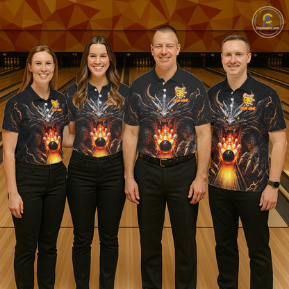 Personalized Dragon Bowling Jersey For Women Custom Fire Bowling League Team Shirt Polo & 1/4 Zip TDM6386