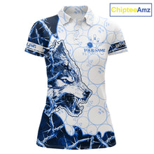 Load image into Gallery viewer, Personalized Blue Thorny Camo Wolf Bowling Shirt For Women Custom Bowling Team Jersey Polo &amp; 1/4 Zip TDM6391