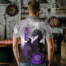 Load image into Gallery viewer, Purple Custom Lightning Dragon Dart Shirts For Men – Strike Darts Team Jerseys Polo &amp; Quarter Zip TDM4058
