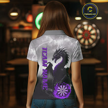 Load image into Gallery viewer, Purple Custom Lightning Dragon Dart Shirts For Women – Strike Darts Team Jerseys Polo &amp; Quarter Zip TDM4058