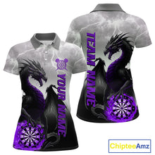 Load image into Gallery viewer, Purple Custom Lightning Dragon Dart Shirts For Women – Strike Darts Team Jerseys Polo &amp; Quarter Zip TDM4058