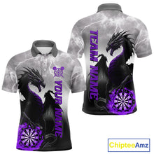 Load image into Gallery viewer, Purple Custom Lightning Dragon Dart Shirts For Men – Strike Darts Team Jerseys Polo &amp; Quarter Zip TDM4058