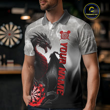 Load image into Gallery viewer, Red Custom Lightning Dragon Dart Shirts For Men – Strike Darts Team Jerseys Polo &amp; Quarter Zip TDM4059