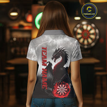 Load image into Gallery viewer, Red Custom Lightning Dragon Dart Shirts For Women – Strike Darts Team Jerseys Polo &amp; Quarter Zip TDM4059