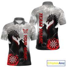 Load image into Gallery viewer, Red Custom Lightning Dragon Dart Shirts For Men – Strike Darts Team Jerseys Polo &amp; Quarter Zip TDM4059