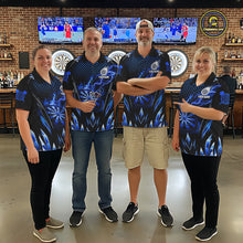 Load image into Gallery viewer, Personalized Blue Flame Lightning Icy Darts Shirt For Men, Darts Team Jersey Polo &amp; Quarter Zip TDM6578