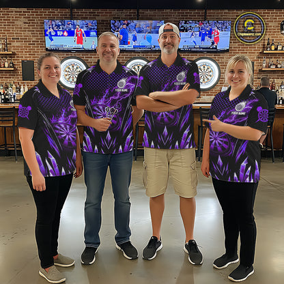 Personalized Purple Flame Lightning Icy Darts Shirt For Men, Darts Team Jersey Polo & Quarter Zip TDM6580