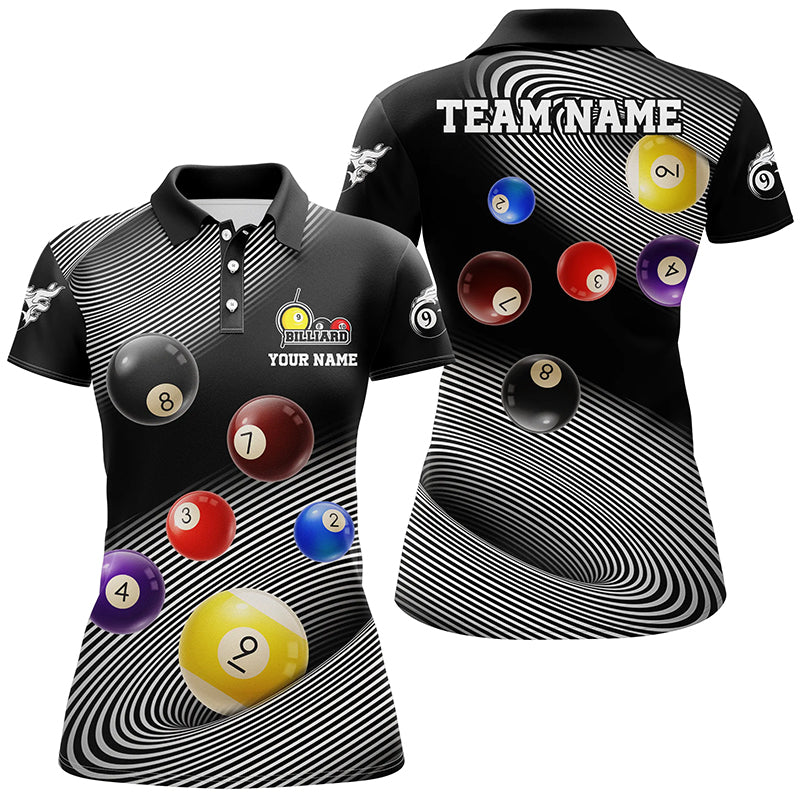Personalized Funny Billiard Balls Multicolor 3D Full Printing Polo Shirts For Women, Billiard Lover TDM0183